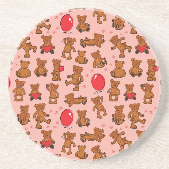 Posavasos Textura con los osos de peluche, corazones (Frente)