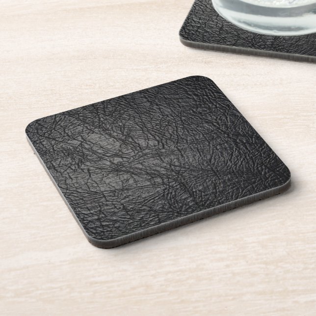 Posavasos Textura de cuero negro falso (Lado Izquierdo)