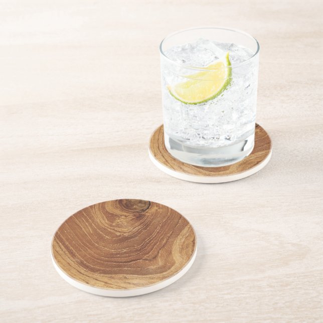Posavasos Textura de madera de teca rústica de madera Fotogr (Lado)
