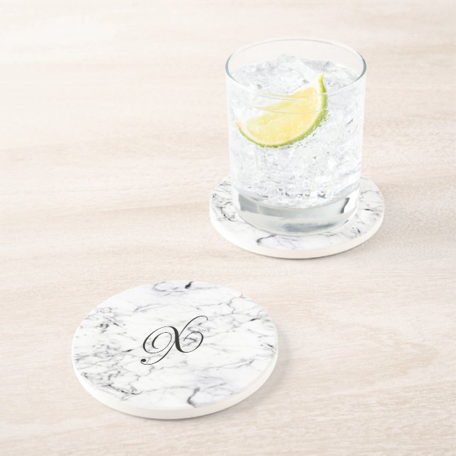 Posavasos Textura de mármol del monograma de la letra X (Lado)