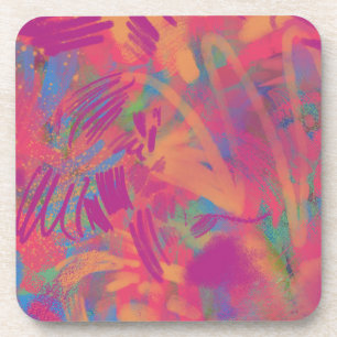 Posavasos Textura de pintura multicolor