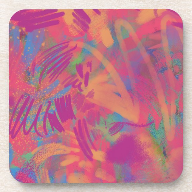 Posavasos Textura de pintura multicolor (Frente)