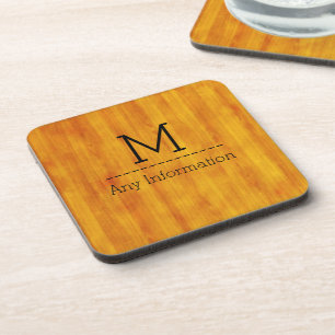 Posavasos Textura de Veta de Madera Monograma #3