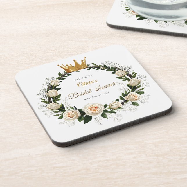 Posavasos Thank You White Roses & Baby’s Breath  (Lado Izquierdo)