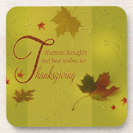 Posavasos Thanksgiving Wishes Typography Leaves