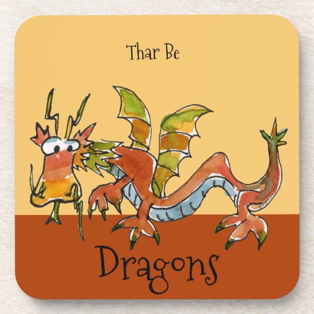 Posavasos Thar Be Dragons (Frente)