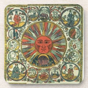 Posavasos The Sun y el zodiaco, ruso, fin del siglo XVIII