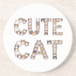 Posavasos The words "CUTE CAT" are made using cat faces