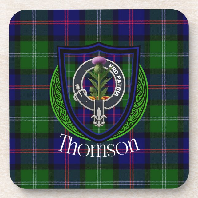 Posavasos Thomson Scottish Clan Tartan & Crest (Frente)