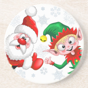 Posavasos Thumbup de caracteres de Navidades de Santa y Elf
