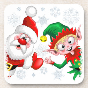 Posavasos Thumbup de caracteres de Navidades de Santa y Elf