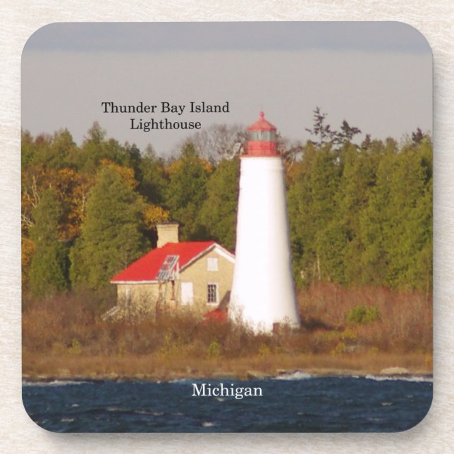 Posavasos Thunder Bay Island Lighthouse 6 ruedas de plástico (Frente)