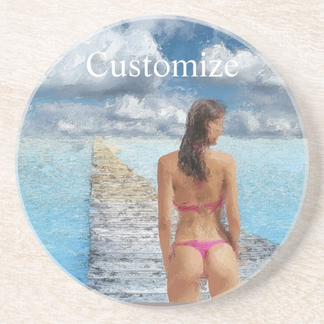 Posavasos Thunder_Cove, Chica de bikini (Frente)