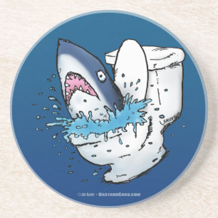 Posavasos Tiburón de Inodoro Dibujo Animado Azul Divertido