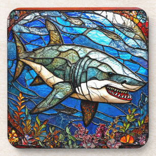 Posavasos Tiburón de vidrio emplomado