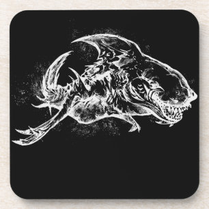 Posavasos Tiburón malvado en blanco