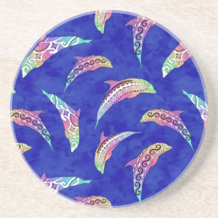 Posavasos Tie Dye Marine Animals Dolphins Marlins