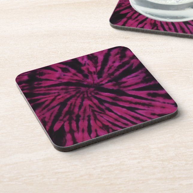 Posavasos Tie-Dye Purple Pink Black Hippie Retro Pattern  (Lado Izquierdo)