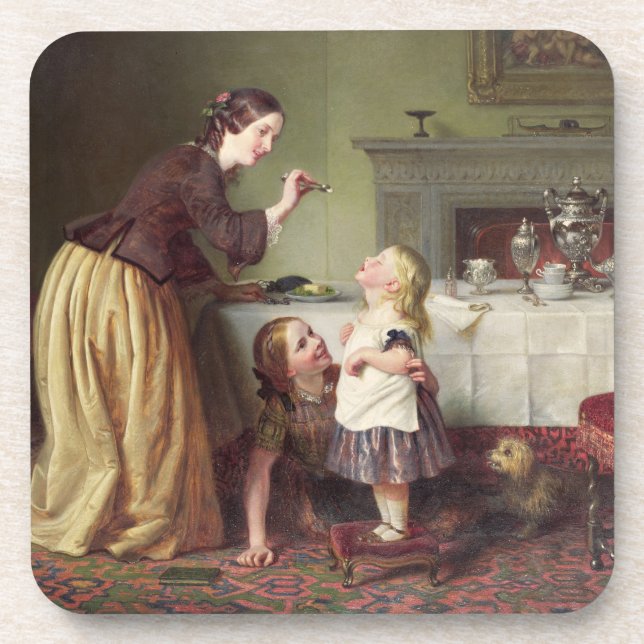 Posavasos Tiempo de desayuno - juegos de la mañana (aceite (Frente)