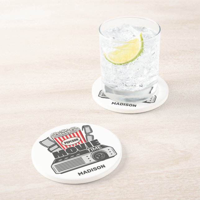 Posavasos Tiempo de película de nombre personalizado (Lado)