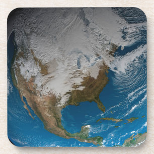 Posavasos Tierra Fuerte con nubes simuladas sobre Norteaméri