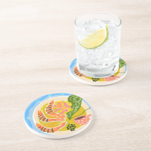 Posavasos Tiger Prawns Plata de alimentos para el mar de c