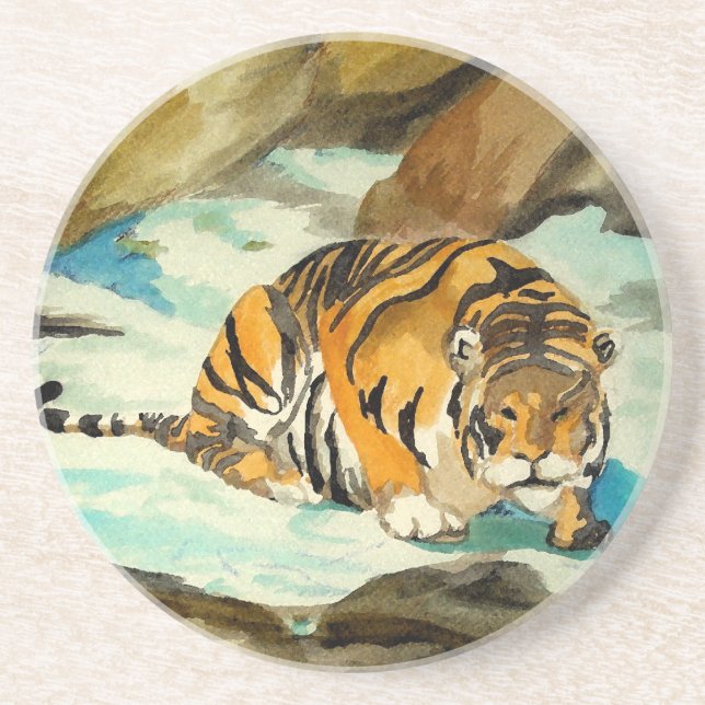 Posavasos Tigre acuarela (Frente)