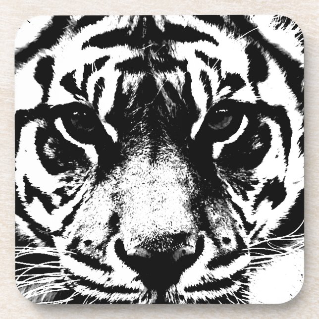 Posavasos Tigre blanco y negro (Frente)