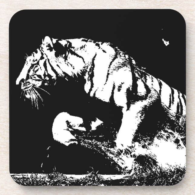 Posavasos Tigre blanco y negro (Frente)