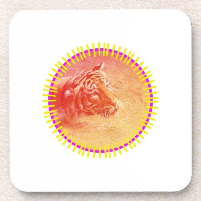 Posavasos Tigre colorido (Frente)