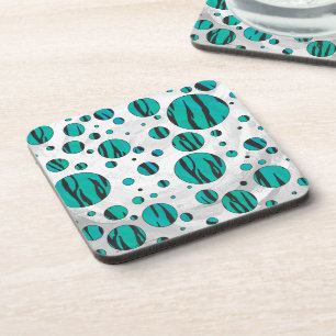 Posavasos Tigre de punto de polka negro e impresión Verde az