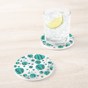 Posavasos Tigre de punto de polka negro e impresión Verde az