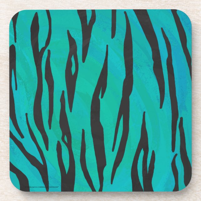 Posavasos Tigre negro e impresión Verde azulada (Frente)
