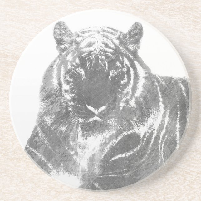 Posavasos Tigre negro y blanco (Frente)