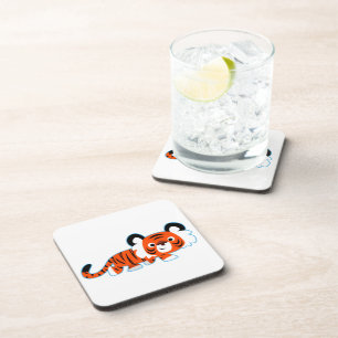 Posavasos Tigre Personalizado lindo en el juego de gallos de