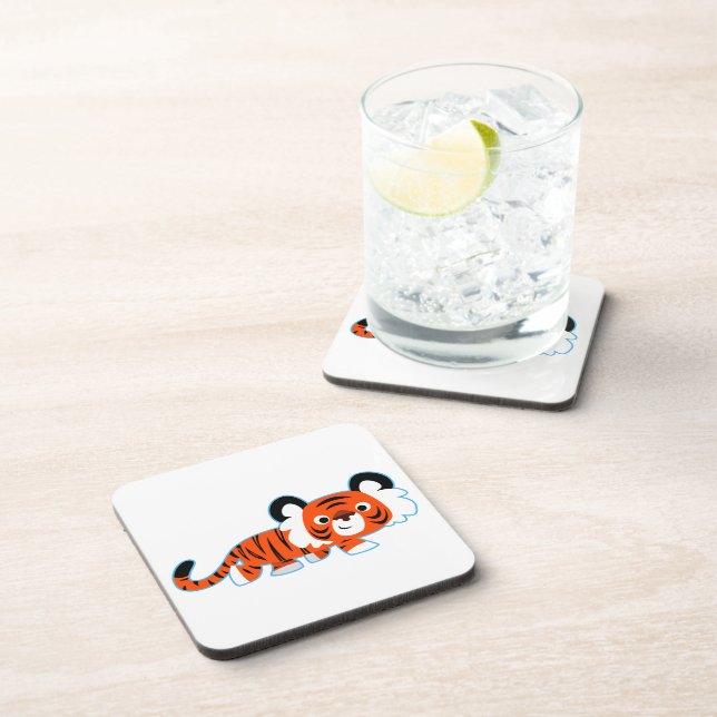 Posavasos Tigre Personalizado lindo en el juego de gallos de (Lado Derecho)