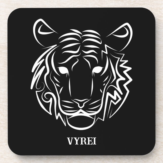 Posavasos Tigre tribal blanco y negro (Frente)