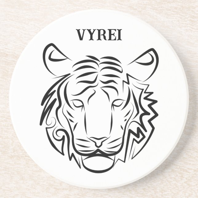 Posavasos Tigre tribal blanco y negro (Frente)