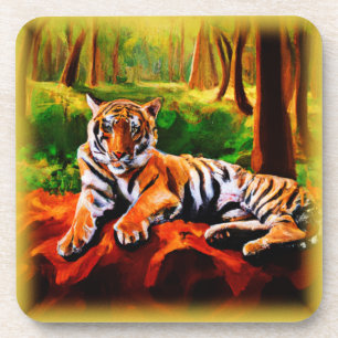 Posavasos "Tigres majestuosos descansando en lo salvaje". ¡H
