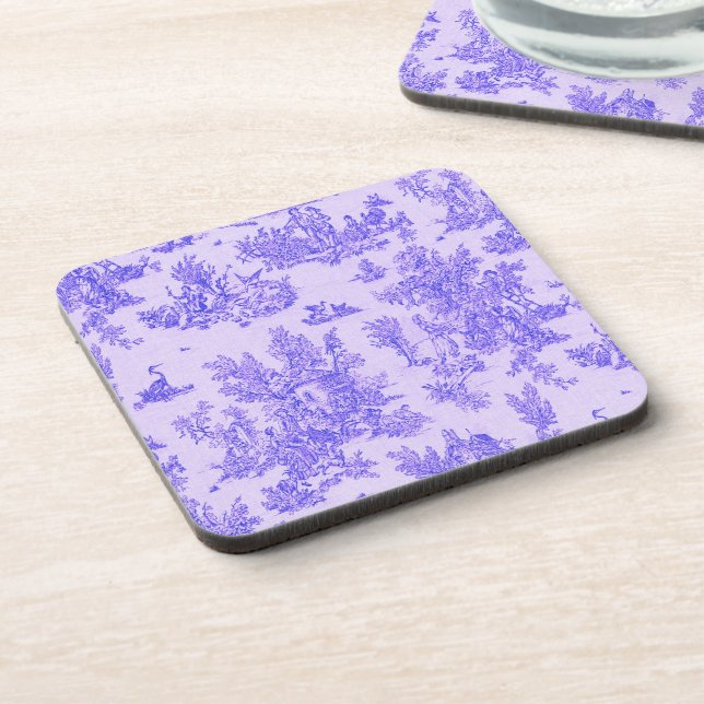 Posavasos Tile de jouy azul y blanco elegante (Lado Izquierdo)