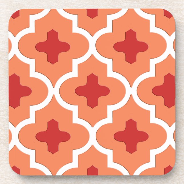 Posavasos Tile marroquí clásico, Naranja mandarín (Frente)