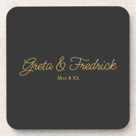 Posavasos Timeless Charcoal Black and Gold Wedding Favor