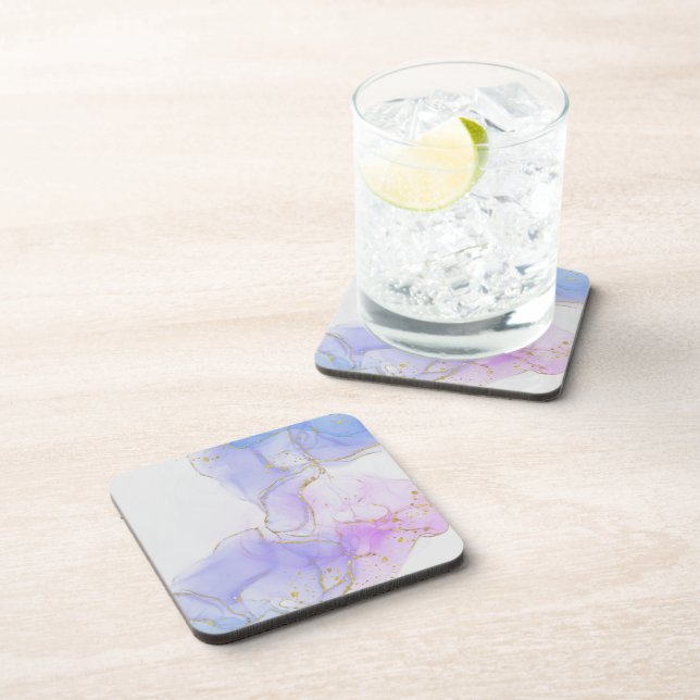 Posavasos Tinta de alcohol rosa, púrpura y azul (Lado Derecho)