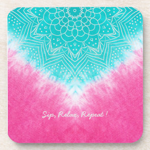 Posavasos Tinta rosa y azul con estilo Mandala Sway