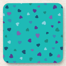 Posavasos Tiny Hearts, Purple, Teal, Blue on Turquoise