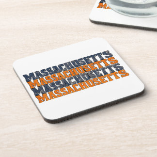 Posavasos Tipografía apilada de Massachusetts vintage deteri