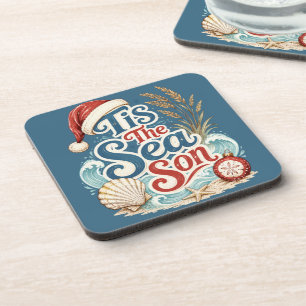 Posavasos Tipografía de Navidad Costera Es la Temporada Mari