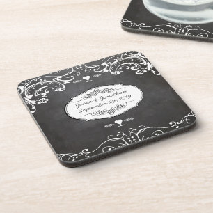 Posavasos Tipografía de Pizarra en Bodas