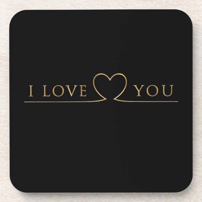 Posavasos Tipografía dorada de Te Amo (Frente)