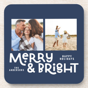 Posavasos Tipografía mínima moderna 2 Navidades de fotografí